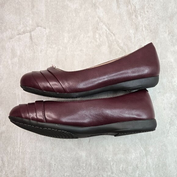 Cliffs Ballet Flats 7 Wide Fit Dark Brown Pleated Preppy Comfort Ballerina Shoes - Picture 6 of 11